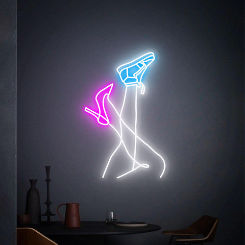 Letrero Neon Tacon Alto Led Tenis Arte Pared Para Niña Barra