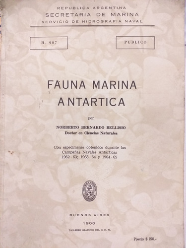 Fauna Marina Antartica De N. Bellisio (1966) Martínez 