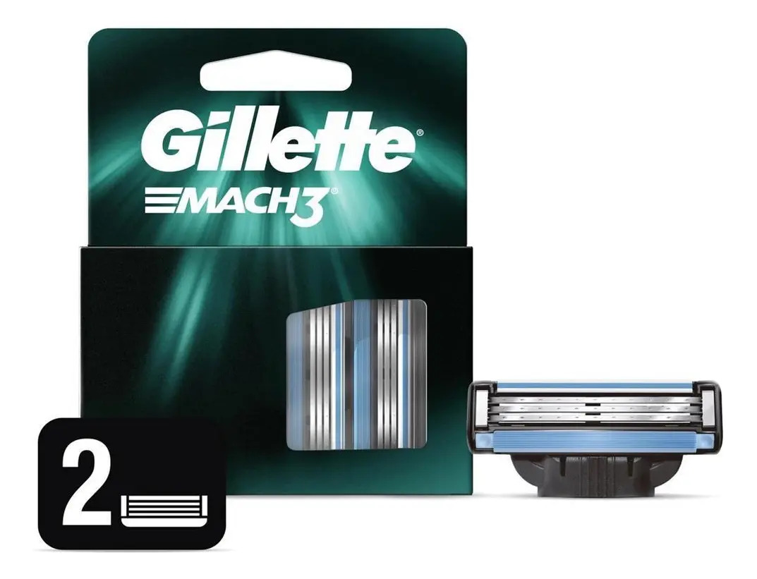 Carga Gillette Mach 3 Com 2 Cartuchos Para Barbear