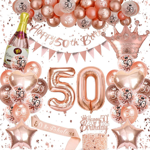 Globos Decorativos Para Cumpleaños N.° 50, Oro Rosa