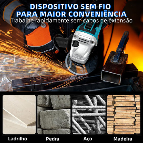 Lixadeira Esmerilhadeira 2 Baterias Angular Recarregável 48v