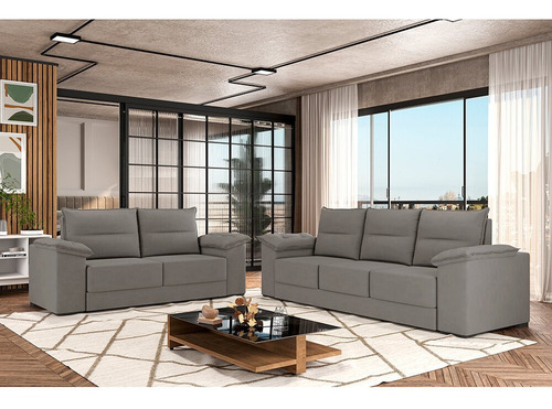 Sofá 2,07 Metros Besthouse Texas, 3 Lugares, Espuma D-28 Cor Cinza