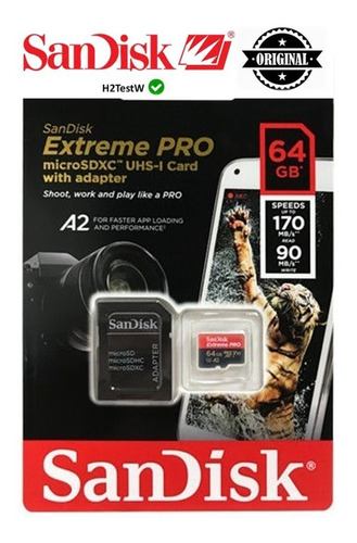 Imagem 1 de 7 de Cartão Memória Sandisk Extreme Pro Micro Sdxc 64gb 170mbs A2