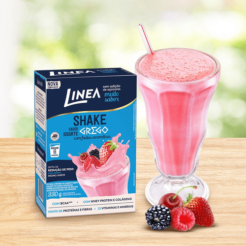 Linea Shake Iogurte Com Frutas Vermelhas Zero Açúcare-330g
