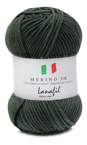 Lã Merino Dk Superwash Lanafil 50g 105mts Crochê Tricô Cor 3168/69M- Verde Menta Escuro