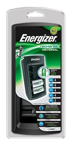 Cargador De Pilas Universal Energizer Aa Aaa C D 9v Negro