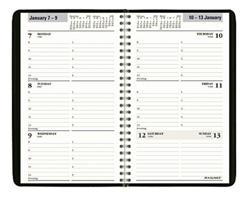 At-a-glance Sk4100 - Agenda Semanal Para Citas, 12,7x20,3 Cm Año 2019 Portada Negro Liso