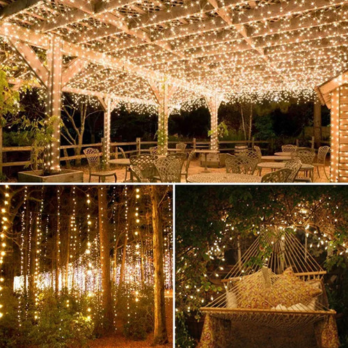 Cadena De Luces Solares Parpadeantes, 200 Led, Para Decoraci