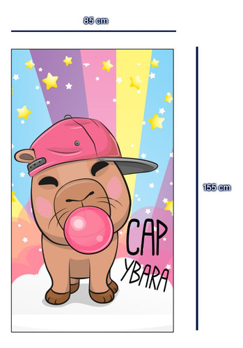 Toalla De Baño Diseño Capibara Chicle 155x85 Cm Microfibra Arcoiris Pastel Capibara Chicle