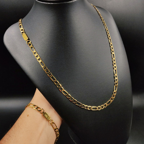 Corrente Cordão 7mm Em Tungstênio Não Descasca + Pulseira Cor Dourado