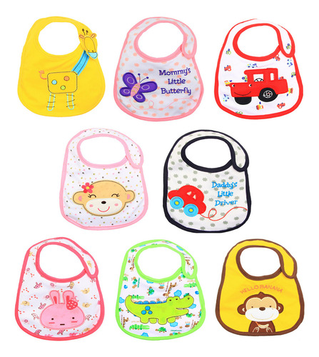 Baberos Impermeables Para Bebés Unisex De 8 Piezas
