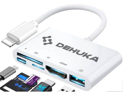 Adaptador Usb Hdmi Sd Memoria Compatible Con iPad Y iPhone Dehuka