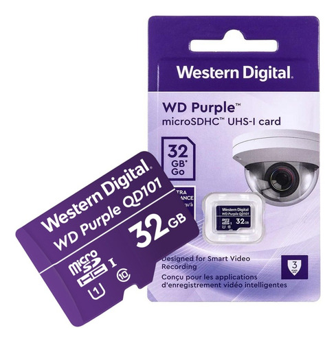 Cartão Micro Sd Wd Purple 32gb Ultra Durável P/ Câmera Cftv