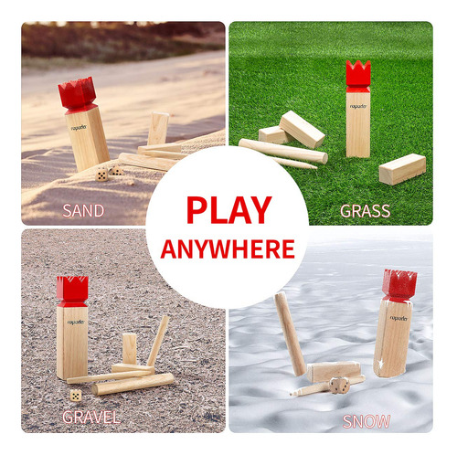Imagen 7 de 7 de Ropoda Kubb Game Premium Set De Juego Para Patio, Exterior,