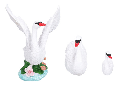 Adornos De Resina Con Forma De Cisne, 3 Unidades, Simulación