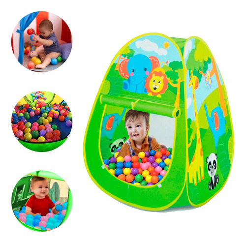 Piscina 100 Pelotas Carpa Infantil Mundo Animal Juego Niños