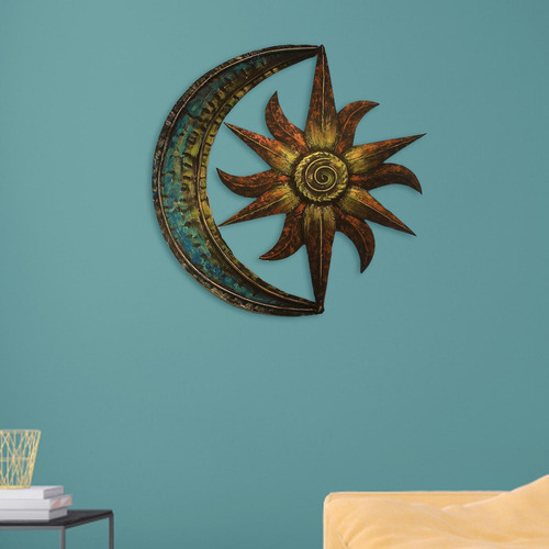 Criativo Sun Moon Metal Wall Art Tema Celestial 35cm