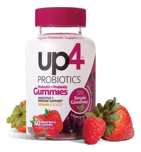 Gomitas Probioticas Up4 Sistema Inmune Vitamina C Sabor Fresa Y Moras