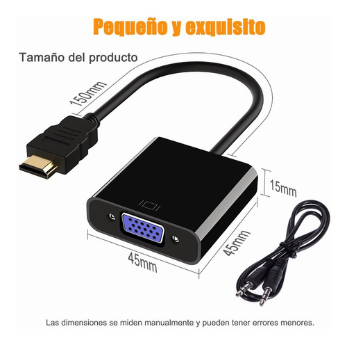 Imagen 7 de 7 de Cables Adaptador Convertidor Hd 1080p Hdmi A Vga