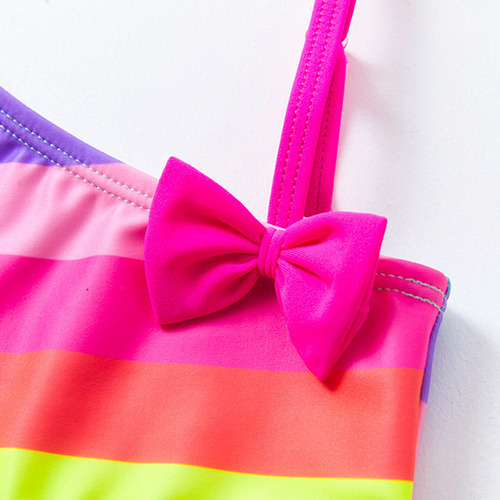 Traje De Baño Bikini Con Rayas Arcoíris Para Niñas