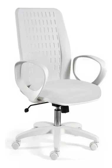 Silla de escritorio de Outlet Planaria ergonómica blanca con tapizado de cuero sintético