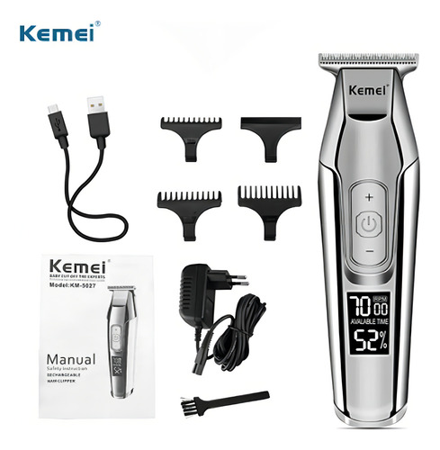 Kit 2 Máquina Kemei Corte De Cabelo E Acabamento Sem Fio