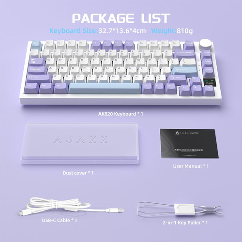 Teclado Para Jogos A.jazz Attack Shark Ak820 Pro Wireless Pu