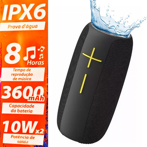 Caixa De Som Sem Fio Kaidi Kd 828 Portátil 20w Bluetooth Cor Preto