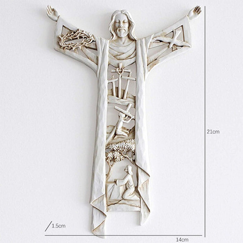 Escultura Oración Crucifijo Pared Cruzada