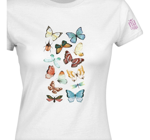 Camiseta Estampada Mariposas Escarabajo Inp Dama Mujer Idk