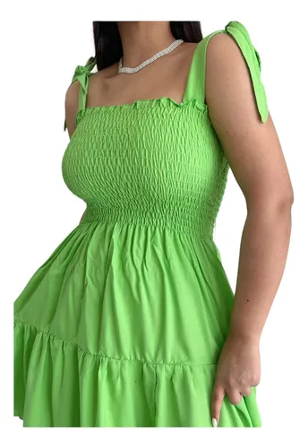Vestido Corto Suelto Fibrana Mujer Frunce Tiras