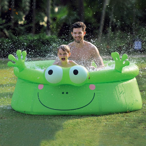 Pileta Inflable Con Diseño Infantil Sapito Familiar Verano Color Verde