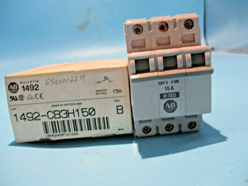 New Allen-bradley 1492-cb3h150 Ser.b 3 Pole 15a/amp Circ Ccg