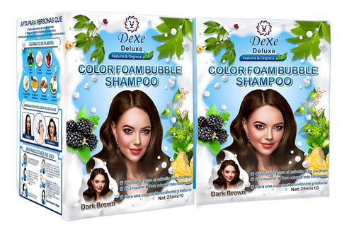 10 Shampoo Tinte Cabello Canas Dexe Marrón