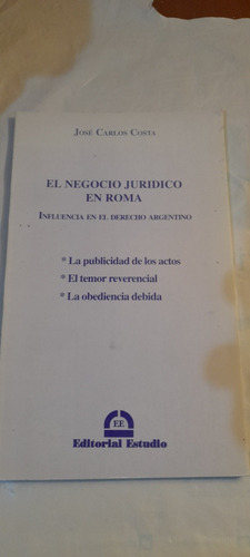 El Negocio Jurídico En Roma De José Carlos Costa (usado)