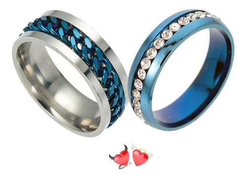 Anillos Para Parejas Novios Amantes Esposos Amor Color Azul