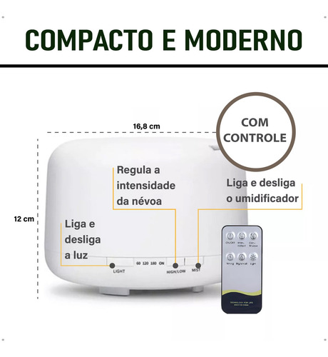 Aromatizador Umidificador De Ar Difusor De Óleos Essenciais