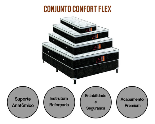 Base Box E Colchao Casal Confort Flex Molas 188cmx138cmx67cm