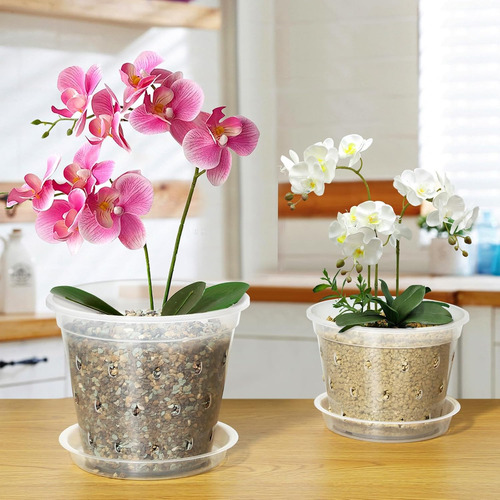 Maceta De Orquídea Con Platillo De 5 Pulgadas