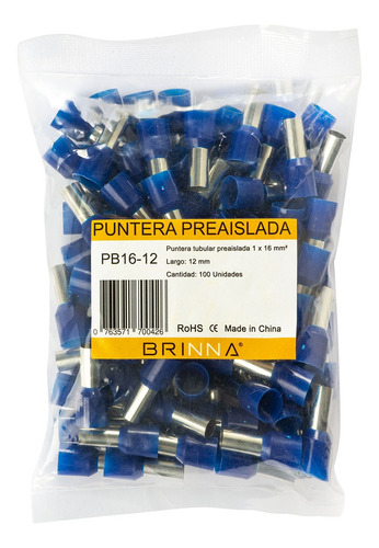 Puntera Tubular Terminal Tiff 16mm Brinna X100