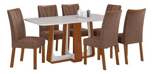 Conjunto Sala De Jantar Mesa Easy Pop 170x90 C/6 Cad Confort