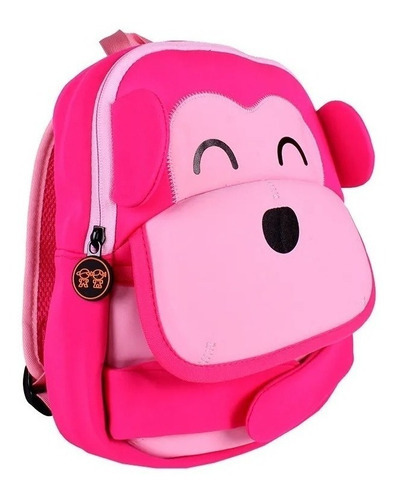 Mochila escolar infantil de neopreno Passeio Monkey Color Pink Monkey