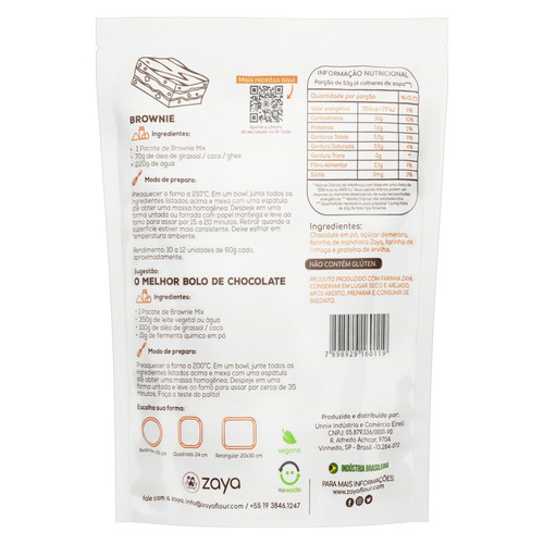 Imagem 4 de 4 de Mix para bolo brownie Zaya sem glúten 576 g