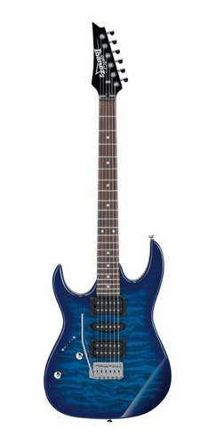 Guitarra eléctrica para zurdo Ibanez RG GIO GRX70QA de álamo transparent blue burst con diapasón de amaranto