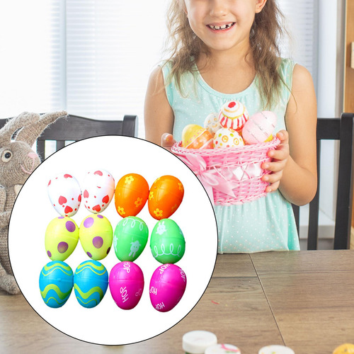 12 Uds. De Huevos De Pascua Vacíos Impresos, Decoración