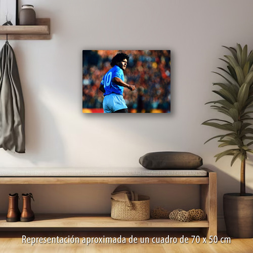 Cuadro Futbol Maradona - Messi 70x50cm Impreso Lienzo Canvas Maradona Napoli