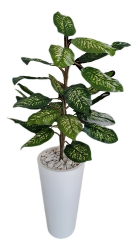 Set Planta Artificial Con Maceta Minimalista De Plástico