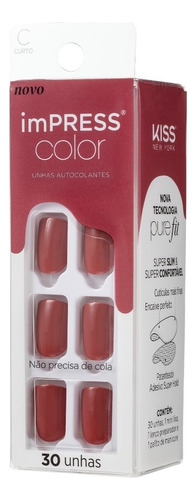 Unhas Autocolantes Kiss Ny Impress Curto Platonic Pink