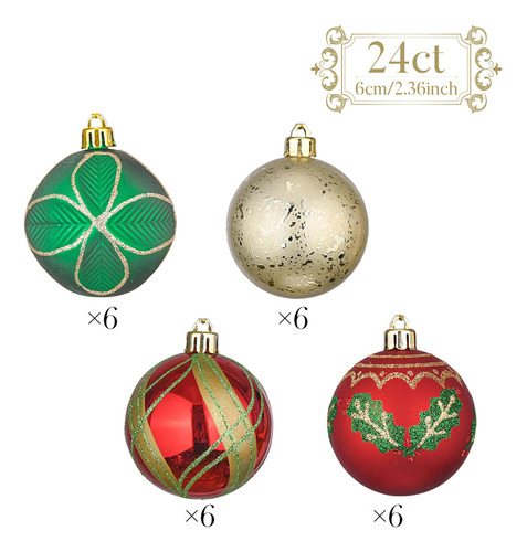 Adornos De Bolas De Navidad Valery Madelyn, 60 Mm, 24 Unidad