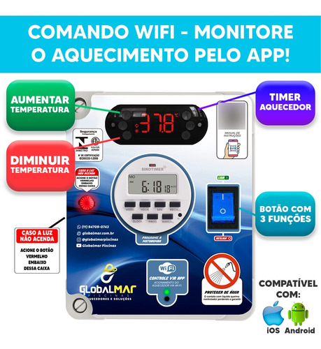Aquecedor Piscina 260.00 L Trif Auto Wifi Módulo Celular